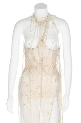 Lot 352 - Björk's Alexander McQueen pearl beaded 'bridal'...