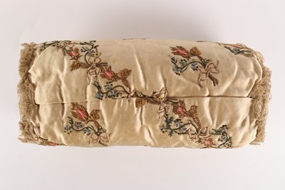 Lot 37 - A rare ribbon-worked and embroidered satin...