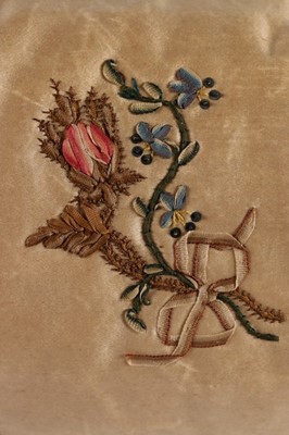 Lot 37 - A rare ribbon-worked and embroidered satin...