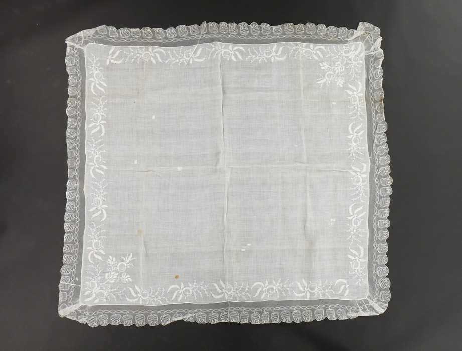 Lot 36 - Three whitework embroidered muslin fichus,...