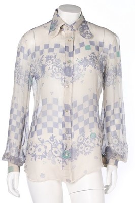 Lot 4 - Two Ossie Clark printed chiffon blouses, circa...