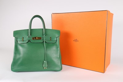 Lot 9 - An Hermès green courchevel leather Birkin,...