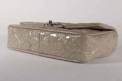Lot 21 - A Chanel grey embossed patent leather handbag,...