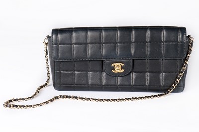 Lot 11 - A Chanel quilted black leather slim shoulder...