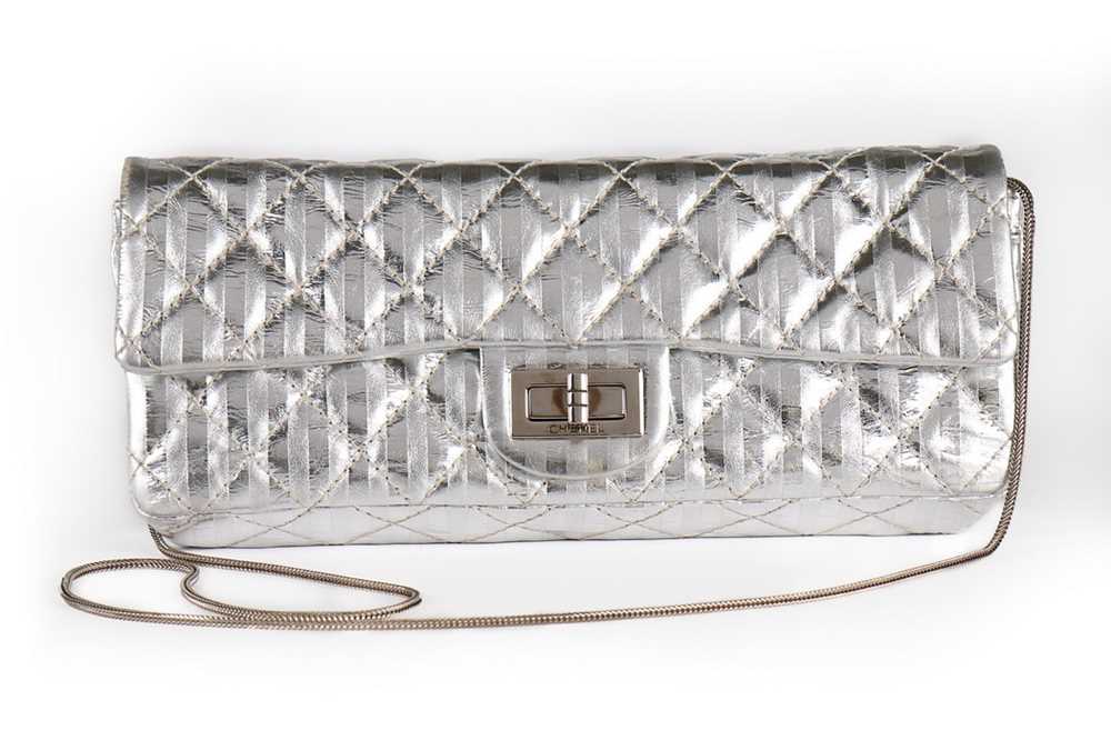 Lot 24 - A Chanel silver quilted leather...
