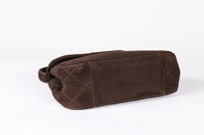 Lot 5 - A Chanel dark brown suede evening bag, 1990s,...