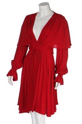 Lot 9 - An Ossie Clark for Radley red moss crêpe tunic...