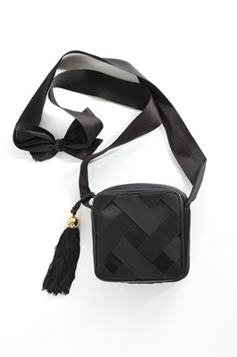 Lot 3 - A Chanel black satin ribbon mini-bag, 1990s,...