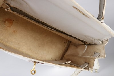 Lot 12 - An Hermès white leather Kelly bag, 1972,...