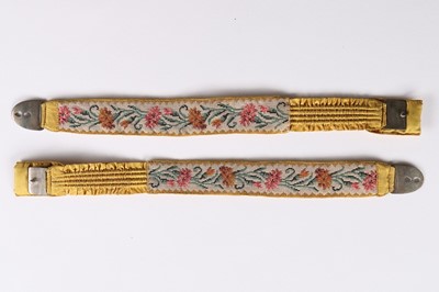 Lot 42 - A rare pair of yellow silk and tapestry...
