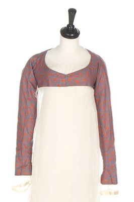 Lot 44 - A muslin dress with printed calico spencer,...