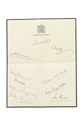 Lot 203 - A page of Balmoral Castle stationery,...