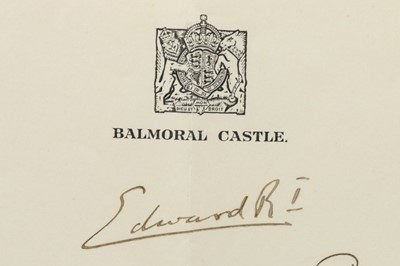 Lot 203 - A page of Balmoral Castle stationery,...