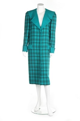 Lot 208 - Princess Diana's Emanuel couture teal tartan...