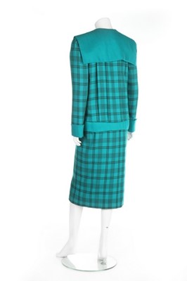 Lot 208 - Princess Diana's Emanuel couture teal tartan...