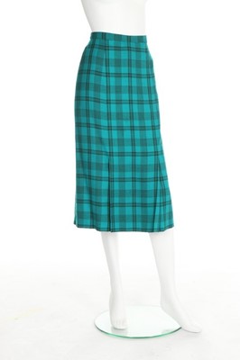 Lot 208 - Princess Diana's Emanuel couture teal tartan...