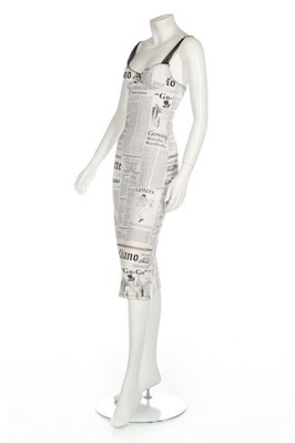 Lot 340 - A John Galliano newspaper print cotton jersey...