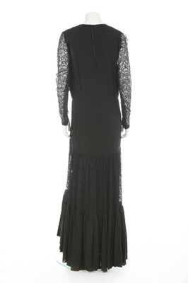 Lot 90 - A Jeanne Lanvin couture black crêpe and lace...