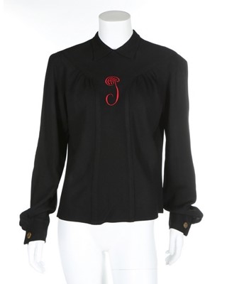 Lot 110 - A Jeanne Lanvin satin backed crepe blouse,...