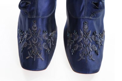 Lot 127 - A pair of midnight-blue satin ladies' buttoned...