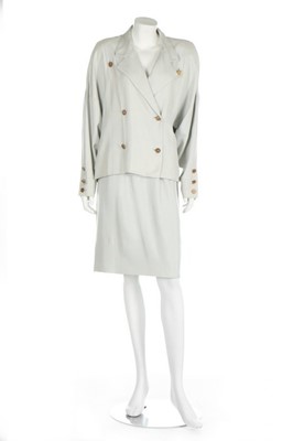 Lot 139 - A Chanel couture dove-grey suit, circa 1984,...