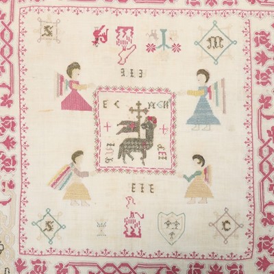 Lot 309 - An embroidered chalice veil, probably Swiss,...