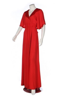 Lot 215 - An Ossie Clark for Radley red moss crêpe dress,...