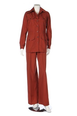 Lot 244 - An Yves Saint Laurent brick-red cotton 'safari'...