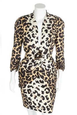 Lot 64 - Jerry Hall's leopard print Thierry Mugler suit,...
