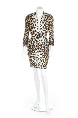 Lot 64 - Jerry Hall's leopard print Thierry Mugler suit,...