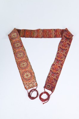 Lot 377 - A brocaded silk bridal sash, (hizam), Fez,...