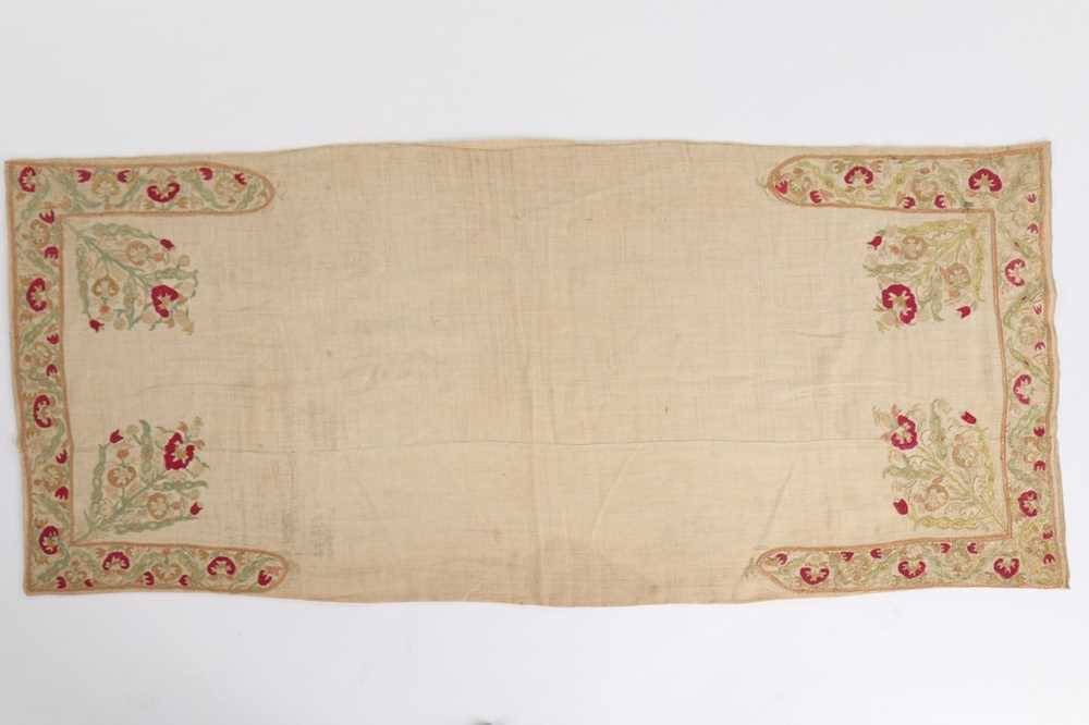 Lot 368 An embroidered doublesided bolster cover,
