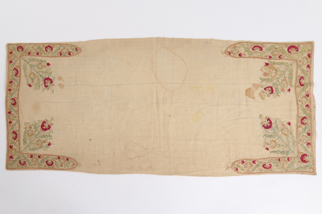 Lot 368 An embroidered doublesided bolster cover,