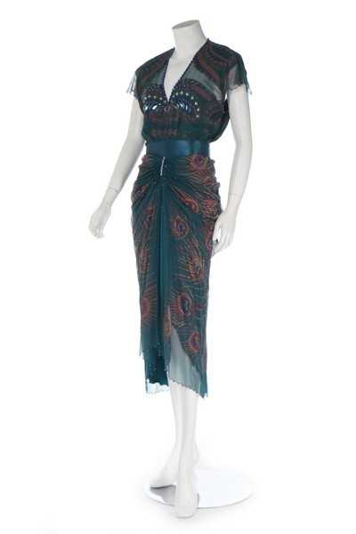 Lot 230 - A Zandra Rhodes printed chiffon dress, 1980s,