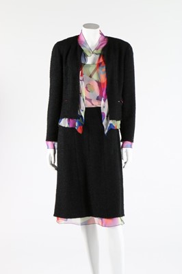 Lot 2 - A Chanel boutique black tweed and printed...