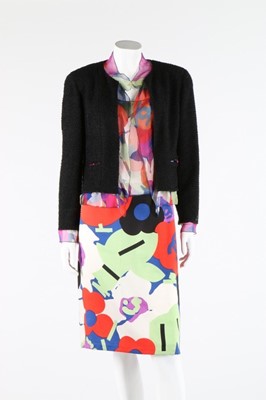Lot 2 - A Chanel boutique black tweed and printed...