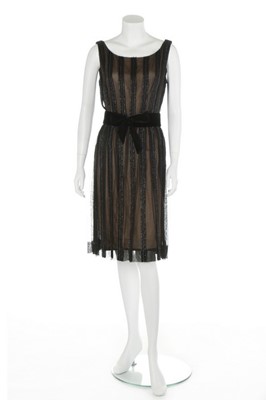 Lot 107 - A Pierre Balmain couture black beaded tulle...