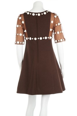 Lot 135 - A Courrèges brown wool jersey mini-dress, 1968,...