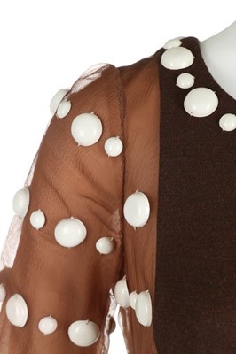 Lot 135 - A Courrèges brown wool jersey mini-dress, 1968,...