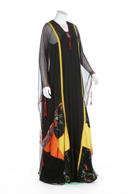 Lot 152 - A Thea Porter black chiffon abayah or kaftan,...