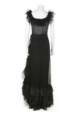 Lot 130 - A Chanel couture broderie anglaise black crêpe...