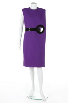 Lot 156 - A Pierre Cardin couture futuristic purple wool...