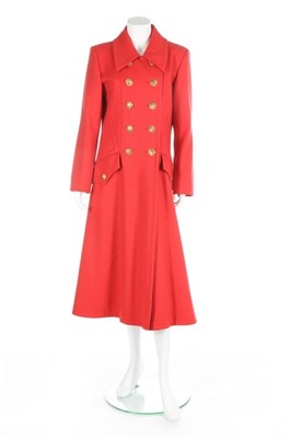 Lot 161 - An Yves Saint Laurent red wool 'hunt' maxi...