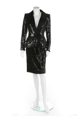 Lot 162 - An Yves Saint Laurent black sequined and satin...