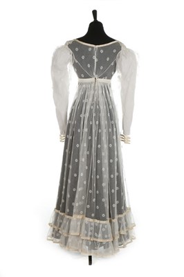 Lot 20 - A sprigged and embroidered tulle dress, circa...