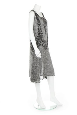 Lot 61 - A black and silver muslin flapper dress, circa...