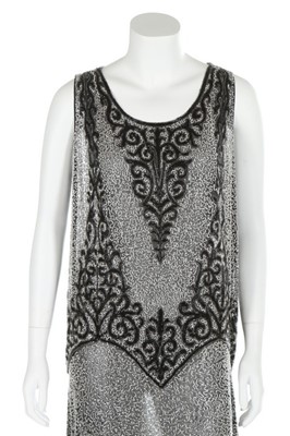 Lot 61 - A black and silver muslin flapper dress, circa...