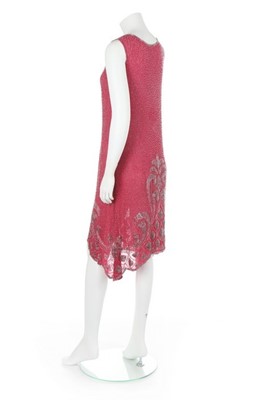 Lot 75 - A raspberry-pink muslin flapper dress, circa...