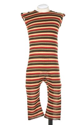 Lot 44 - A man's striped knitted swimsuit, 1910-20,...