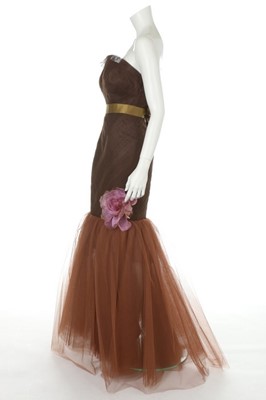 Lot 233 - An Yves Saint Laurent couture brown tulle...